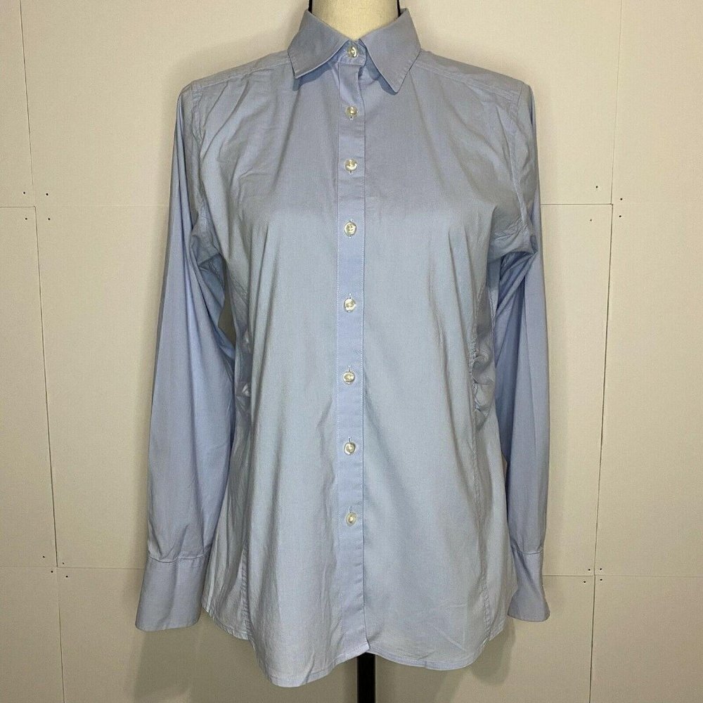 Lands End 10P Petite Blue Button Down Long Sleeve